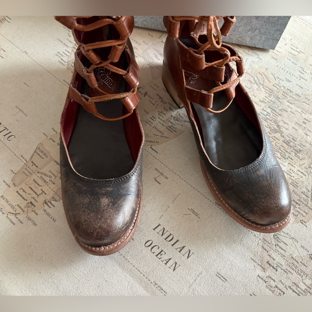 Freebird by Steven Malone Cognac Multi Leather Shoes Booties 9 - Picture 6 of 13